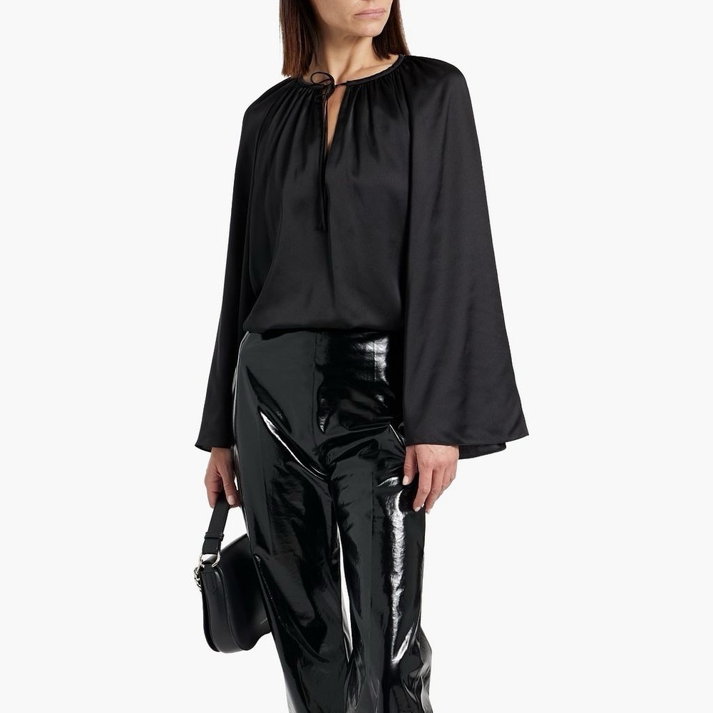 FRAME Black Satin Blouse S